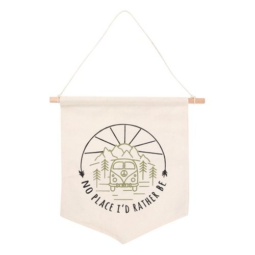 HAPPY CAMPER HANGING FABRIC FLAG - LAST CHANCE
