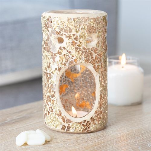 PILLAR CRACKLE GLASS OIL BURNER