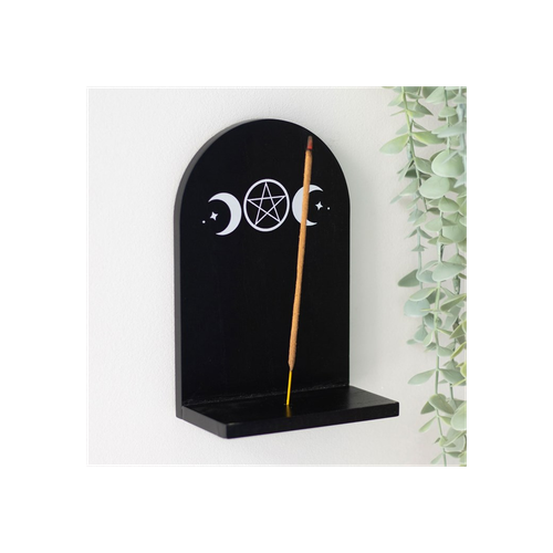 Black Triple Moon Incense Holder Shelf