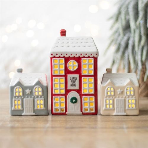 SET OF 3 LIGHT UP LED CHRISTMAS HOUSES