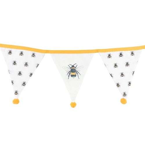 WHITE ALTERNATING BEE PRINT FABRIC BUNTING