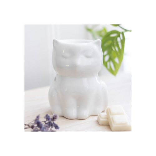 Shiny White Cat Oil Burner