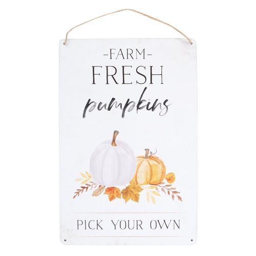 FARM FRESH PUMPKINS METAL HANGING SIGN