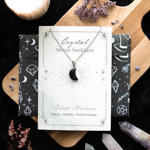 Crystal Moon Necklace on Greeting Card