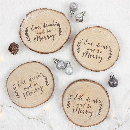 SET OF 4 PRINTED LOG COASTERS