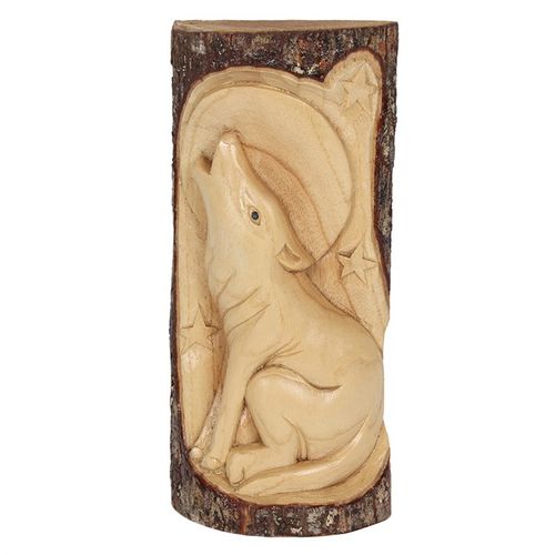 30CM WOLF WOOD CARVING - LAST CHANCE
