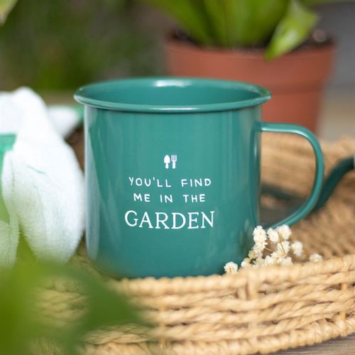 FIND ME IN THE GARDEN ENAMEL MUG