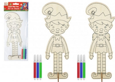 Colour Your Own Elf On Stand With 3 Pens