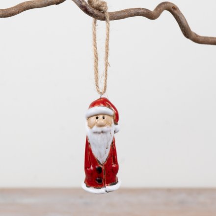 8cm Ceramic Santa Hanging Decoration