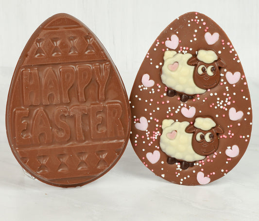 Molly the Sheep Milk Chocolate Flat Easter Egg with Chocolate Decoration
