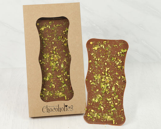 Dubai Pistachio Milk Chocolate Slab - Handmade in Berkshire