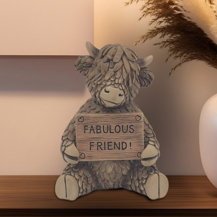 Hughie Highland Cow Fab Friend, 10cm
