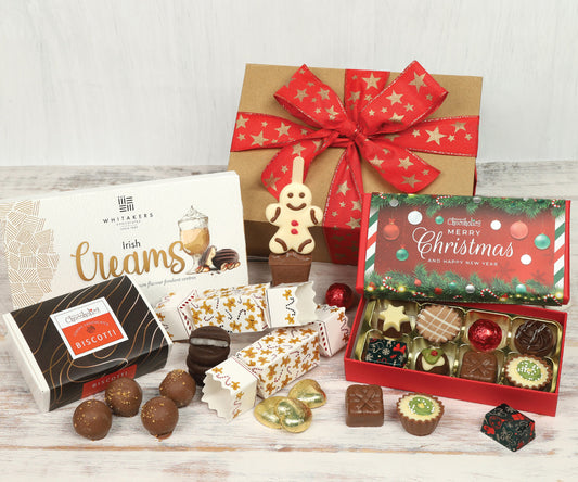 Chocolate Hamper filled with festive Gifts, Treats and Delights