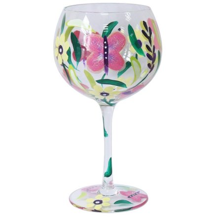 Butterflies Balloon Gin Glass, 21cm