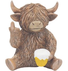 Highland Cow Cheers Ornament, 11cm