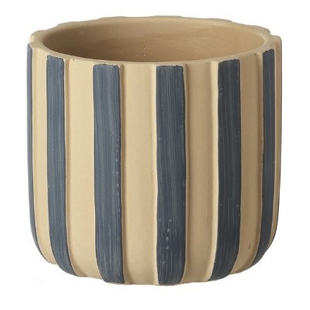 Sm Blue Striped Planter, 11cm