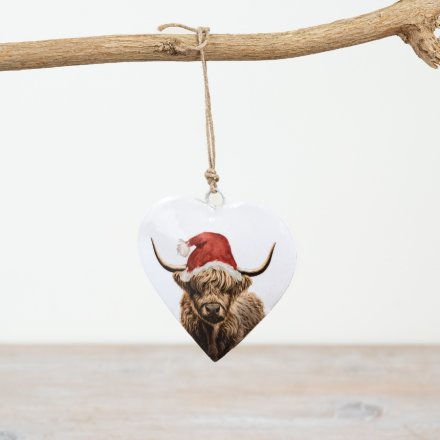 Highland Cow Heart Hanger, 8cm