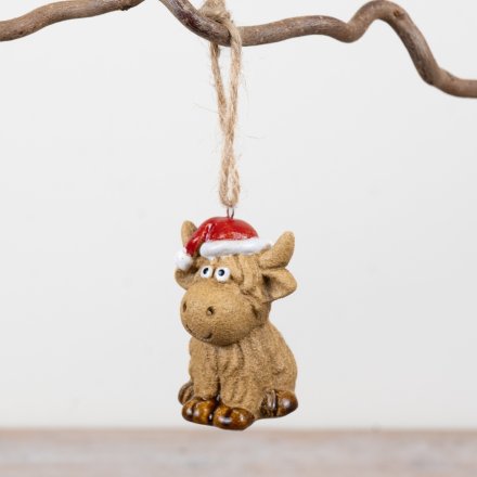 6cm Little Looker Highland Cow Hanging Ornament