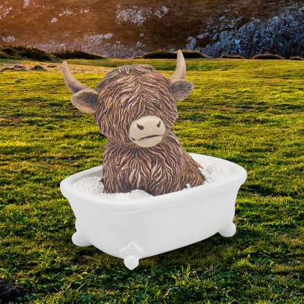 Highland Cow Soaking in Bath Ornament, 18cm