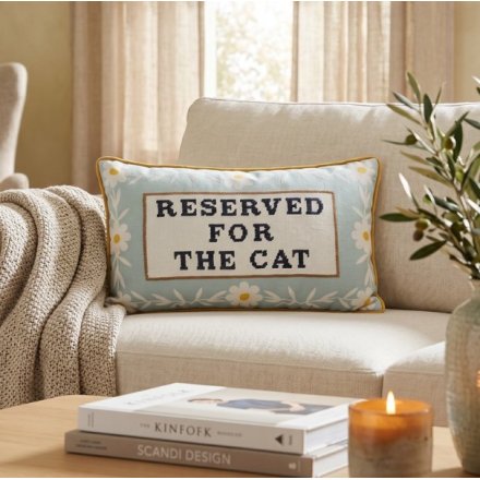 'Reserved For The Cat' Daisy Cushion, 50cm