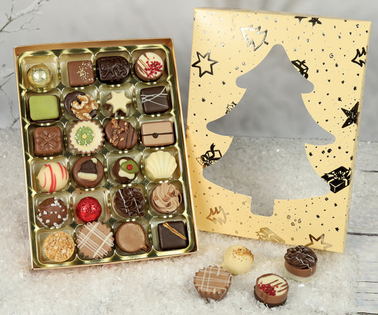 Gold Christmas Tree 24 Luxury Chocolate Box Selection