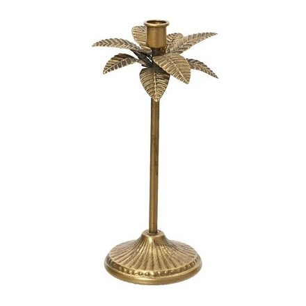Gold Palm Tree Iron Candleholder, 28.5cm