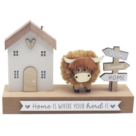 Highland Cow Home Plaque, 18cm