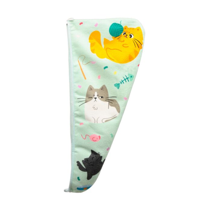 Beans & Co Cats Microfibre Hair Wrap Towel