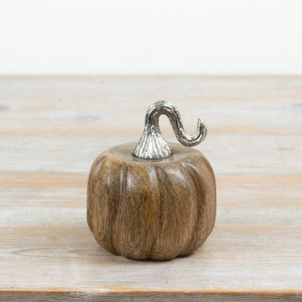 Aluminium & Wood Pumpkin, 11cm