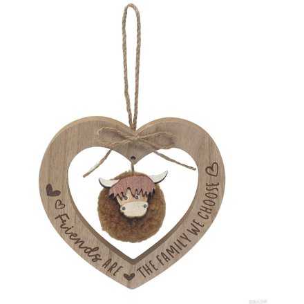 Friends Highland Cow Heart, 15cm