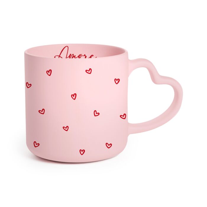 Porcelain Shaped Handle Mug - Amore Heart
