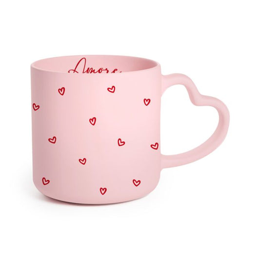 Porcelain Shaped Handle Mug - Amore Heart