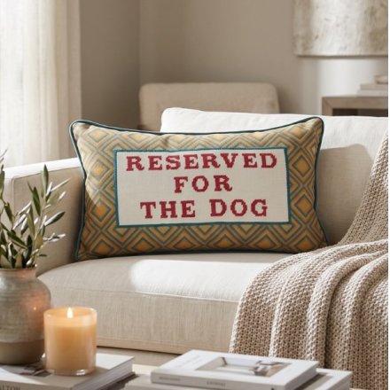'Reserved For The Dog' Patterned Cushion, 50cm