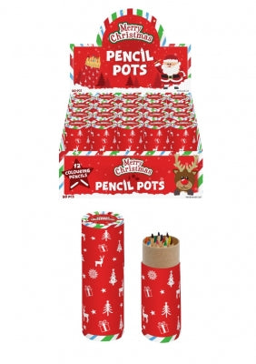 Mini Christmas Colouring Pencil Tubes 12 Pencils