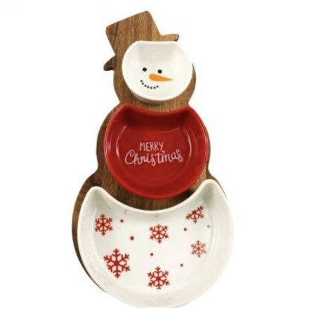 4-Piece Snowman Tapas Serving Set, 25.5cm