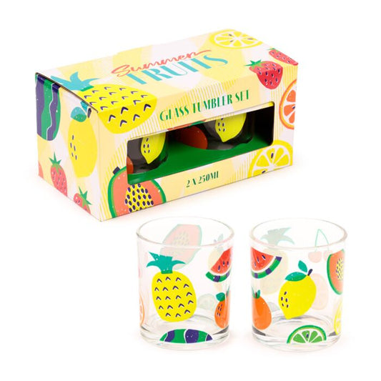 Glass Tumbler Set of 2 250ml - Summer Fruits