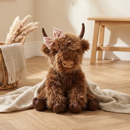 Hatty Highland Cow Doorstop with Pink Bow