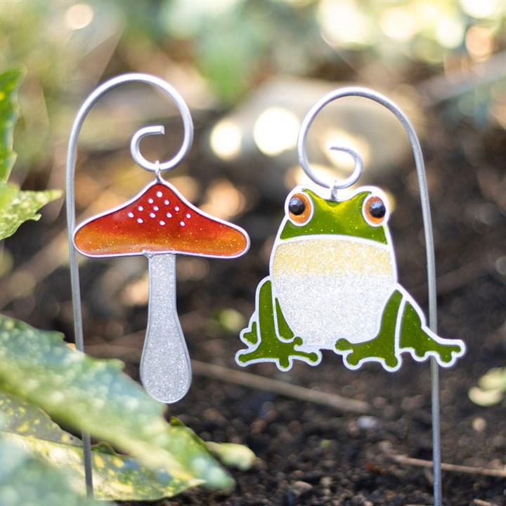 Frog or Toadstool Suncatcher Stake