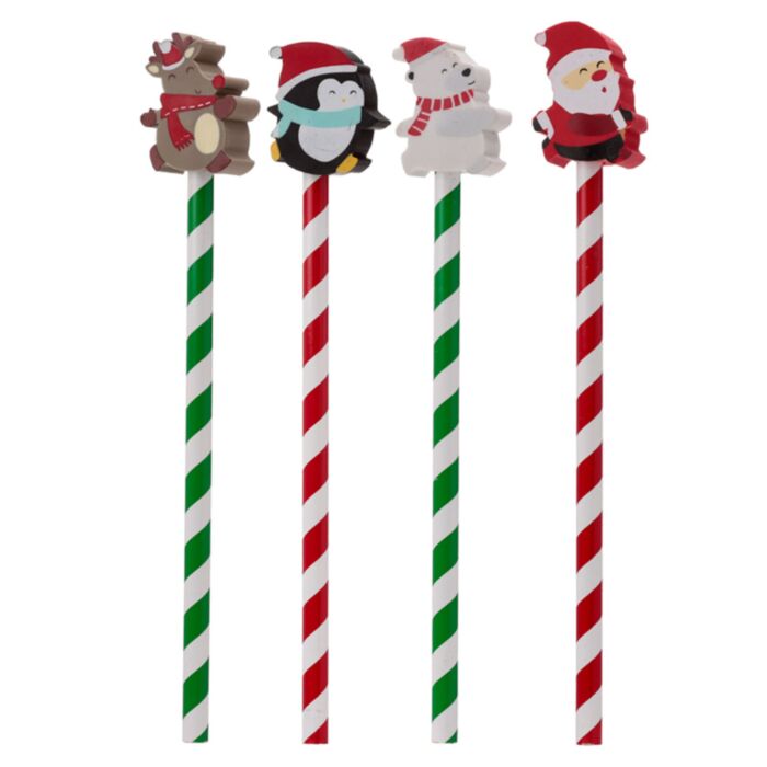 Christmas Characters Pencil with Eraser Topper