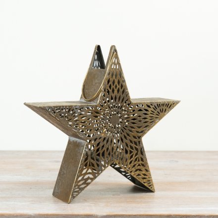 Gold Star Candle Holder, 33cm