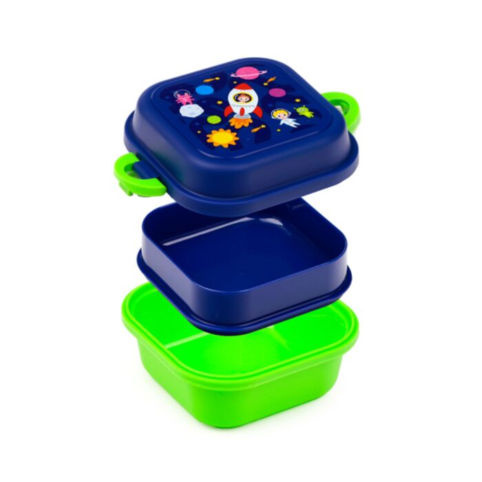 Space Cadets Clip Lock Stacked Bento Snack Lunch Box