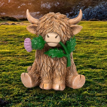 Highland Cow With Thistle Ornament
