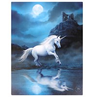 19x25cml Moonlight Unicorn Canvas Plaque by Anne Stokes - LAST CHANCE