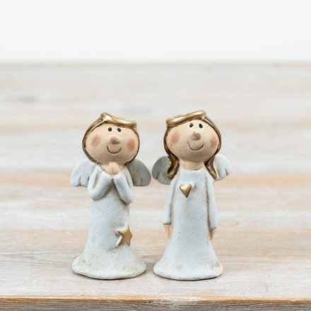 10cm Ceramic Angel Figures Pack of 2