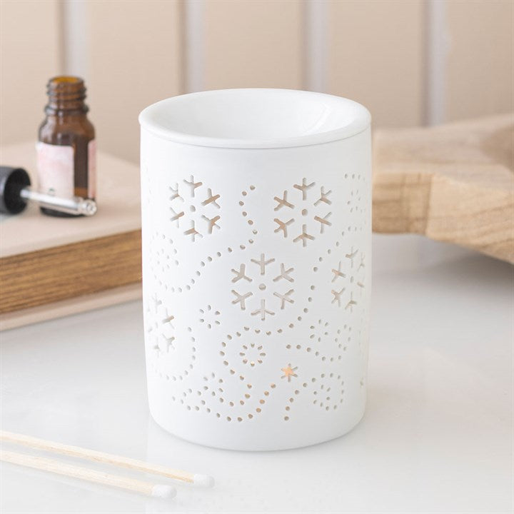 White Snowflake Cut Out Oil Burner and Wax Warmer
