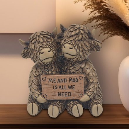 Highland Hughie & Moo Polyresin Cow Ornament