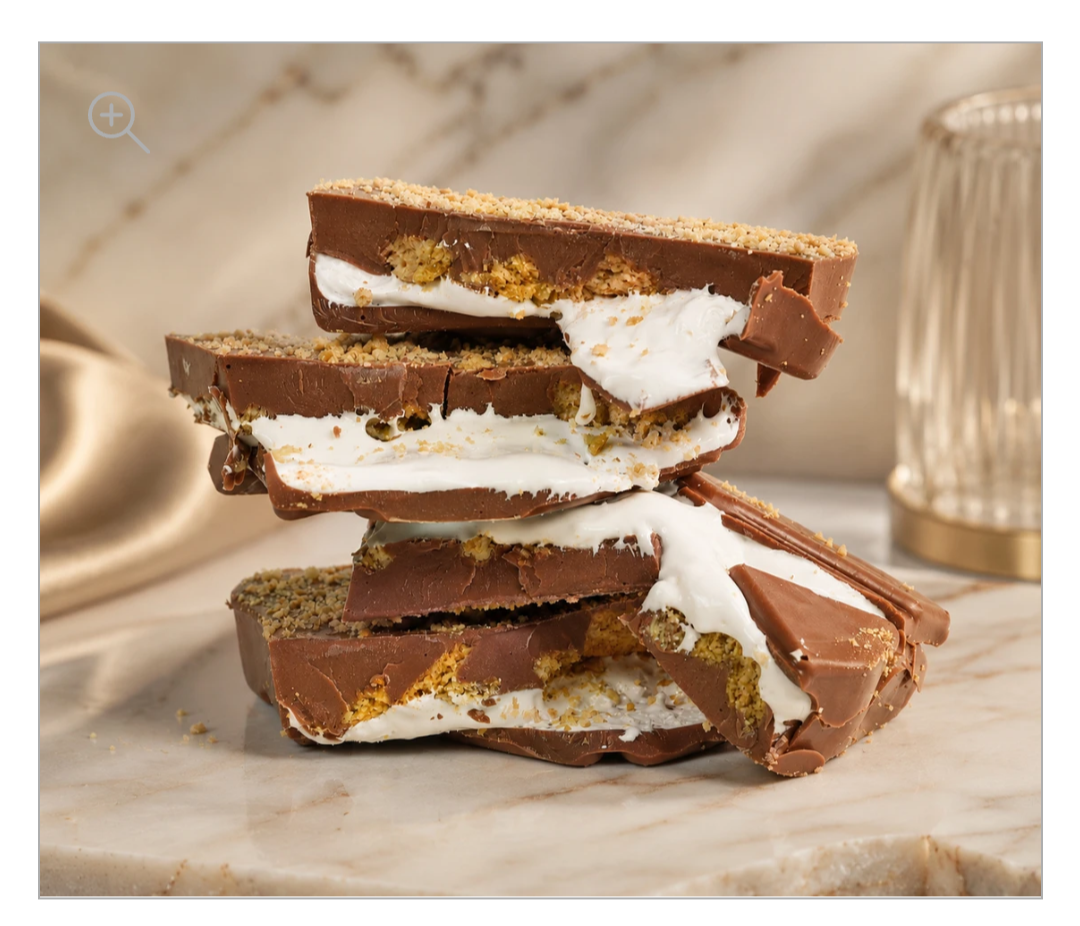 S'Mores Milk Chocolate Slab. Fluffy Marshmallow stuffed bar