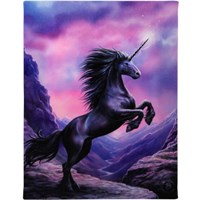 19x25cm Black Unicorn Canvas Plaque by Anne Stokes - LAST CHANCE