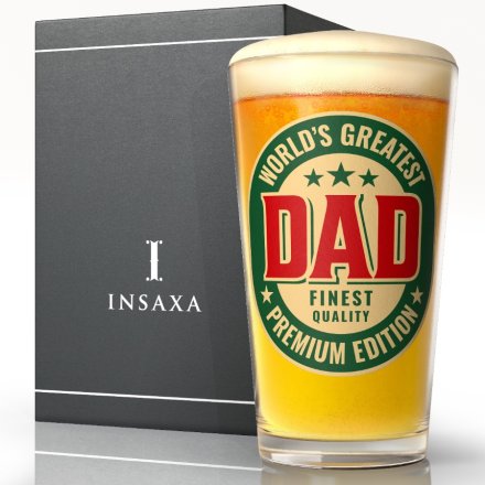 Worlds Greatest Dad Beer Glass, 1 pint / 570ml